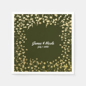 Gold Baby's Breath Floral Rustic Olive Green Servetten (Voorkant)
