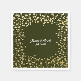 Gold Baby's Breath Floral Rustic Olive Green Servetten