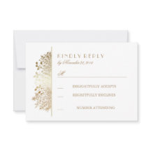 Gold Baby's Breath Floral Wedding RSVP-Kaarten