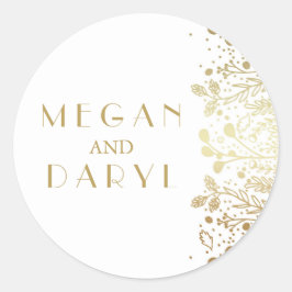 Gold Baby's Breath Florals Bruiloft Ronde Sticker
