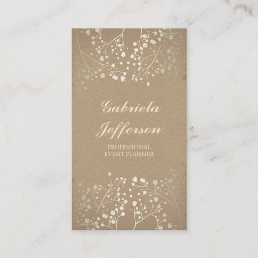 Gold Baby's Breath Kraft Style Elegant Visitekaartje (Voorkant)
