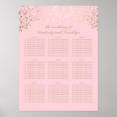 Gold Baby's Breath Pink Wedding Seating Chart Poster (Voorkant)