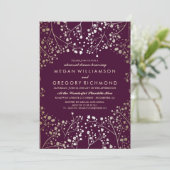 Gold Baby's Breath Plum en Gold Rehearsal Dinner Kaart (Staand voorkant)