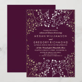 Gold Baby's Breath Plum en Gold Rehearsal Dinner Kaart (Voorkant / Achterkant)