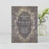 Gold Baby's Breath Rustic Country Graduation Party Kaart (Staand voorkant)