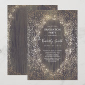 Gold Baby's Breath Rustic Country Graduation Party Kaart (Voorkant / Achterkant)