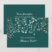 Gold Baby's Breath Wedding Bloemenmeisje Kaart (Voorkant / Achterkant)