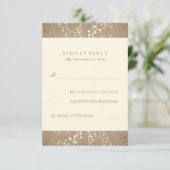 Gold Baby's Breath Wedding RSVP Kaarten (Staand voorkant)