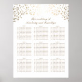 Gold Baby's Breath White Wedding Seating Chart Poster (Voorkant)