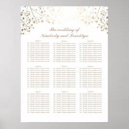 Gold Baby's Breath White Wedding Seating Chart Poster