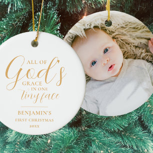 Gold Baby's eerste kerst religieuze kerst Keramisch Ornament