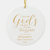 Gold Baby's eerste kerst religieuze kerst Keramisch Ornament (Voorkant)