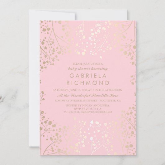 Gold Baby's grote bruine bruine roze Baby shower Kaart (Voorkant)