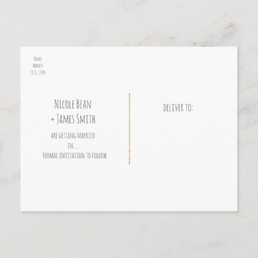 Gold Baby's Grote Floral Rustic Black Save Date Aankondigingskaart (Achterkant)