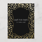 Gold Baby's Grote Floral Rustic Black Save Date Aankondigingskaart (Voorkant)