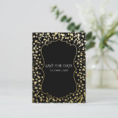 Gold Baby's Grote Floral Rustic Black Save Date Aankondigingskaart (Staand voorkant)
