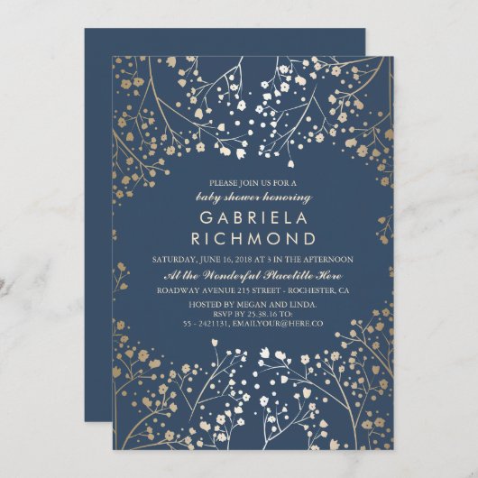 Gold Baby's grote mariniers legant Baby shower Kaart (Voorkant / Achterkant)