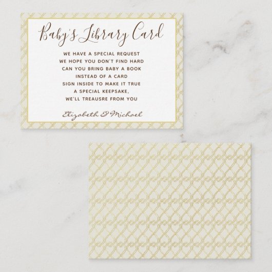 Gold Babys Library Kaart Book Request Neutral Chic (Voorkant / Achterkant)