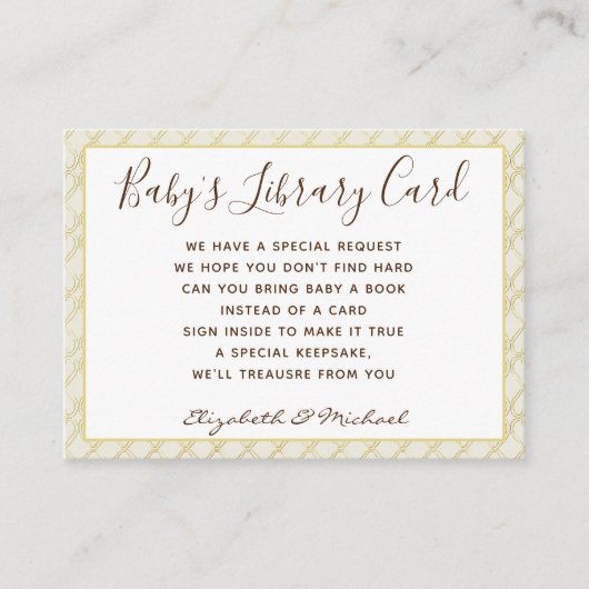 Gold Babys Library Kaart Book Request Neutral Chic (Voorkant)