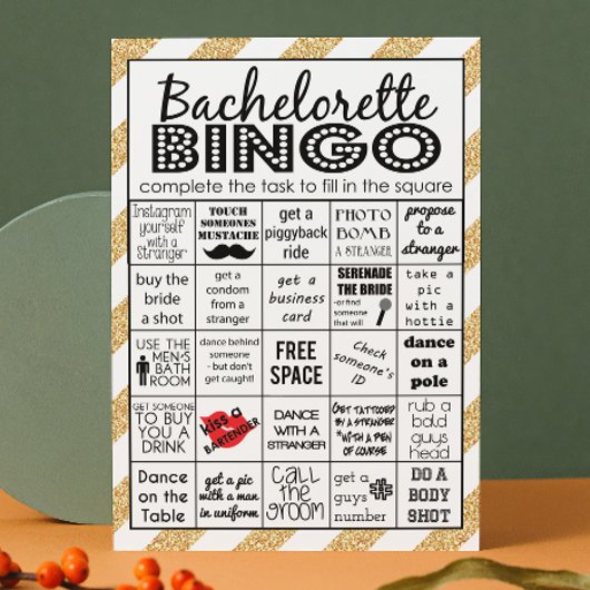 Gold Bachelorette Bingo, partijspel, uitdaging Kaart