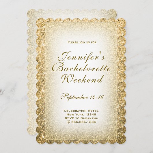 Gold Bachelorette Weekend Party Kaart (Voorkant / Achterkant)