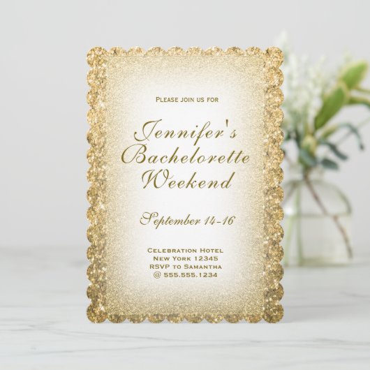 Gold Bachelorette Weekend Party Kaart (Staand voorkant)