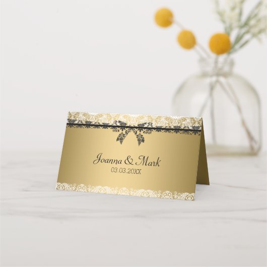 Gold Background en White Lace Plaatskaartje (Achterkant)