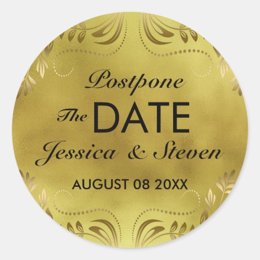 Gold Background Floral Lace Save the Date Ronde Sticker (Voorkant)