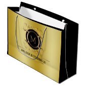 Gold Background met Gold en Black Lijst Groot Cadeauzakje (Voorkant Gekanteld)
