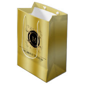 Gold Background met Gold en Black Lijst Medium Cadeauzakje (Voorkant Gekanteld)