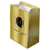 Gold Background met Gold en Black Lijst Medium Cadeauzakje (Achterkant Gekanteld)