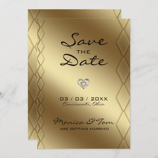 Gold Background Save The Date (Voorkant / Achterkant)