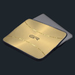 Gold Background strepen accent laptophoes Laptop Sleeve<br><div class="desc">Afbeelding gouden metalen achtergrond met twee glanzend gouden strepen accent. Facultatief monogram.</div>