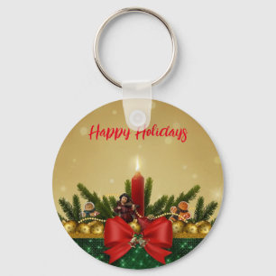 Gold Background with Pine Tree and Saint and Fat Sleutelhanger