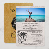 Gold Bahamas Passport Huwelijksuitnodiging Kaart (Voorkant / Achterkant)