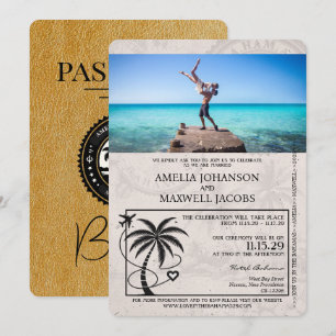 Gold Bahamas Passport Huwelijksuitnodiging Kaart