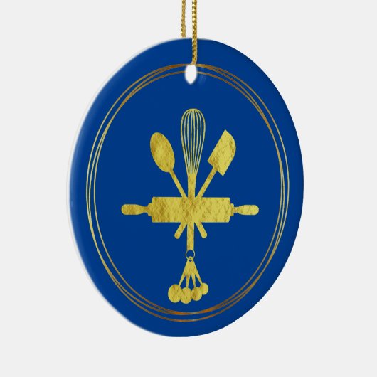 Gold Bakery Icon-kerstversiering Keramisch Ornament (Rechts)