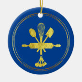 Gold Bakery Icon-kerstversiering Keramisch Ornament (Voorkant)