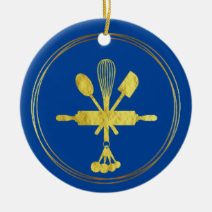 Gold Bakery Icon-kerstversiering Keramisch Ornament