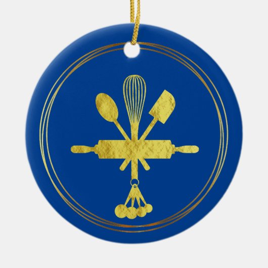 Gold Bakery Icon-kerstversiering Keramisch Ornament (Voorkant)
