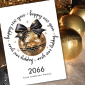 Gold Ball Black Bow Happy New Year 2026 Non Photo Feestdagenkaart