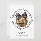 Gold Ball Black Bow Happy New Year 2026 Non Photo Feestdagenkaart (Voorkant)