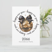 Gold Ball Black Bow Happy New Year 2026 Non Photo Feestdagenkaart (Staand voorkant)