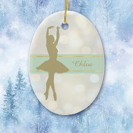 Gold Ballerina Bokeh - Kerstmis Keramisch Ornament