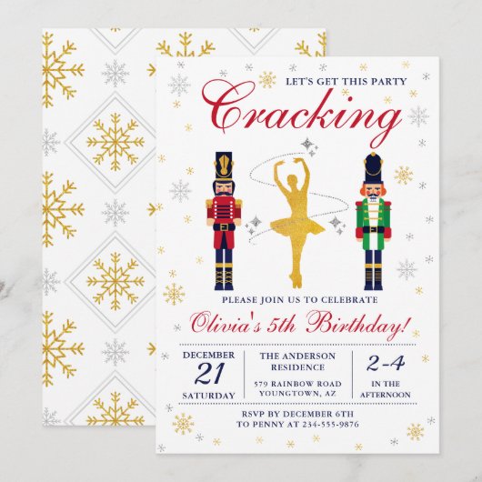 Gold Ballerina Nutkraker kerstdag Kaart (Voorkant / Achterkant)