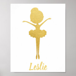 Gold Ballerina Persoonlijk Poster op de ursery