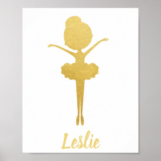 Gold Ballerina Persoonlijk Poster op de ursery (Voorkant)