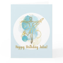  Gold Ballerina Waterverf Birthday Kaart