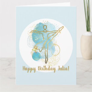  Gold Ballerina Waterverf Birthday Kaart