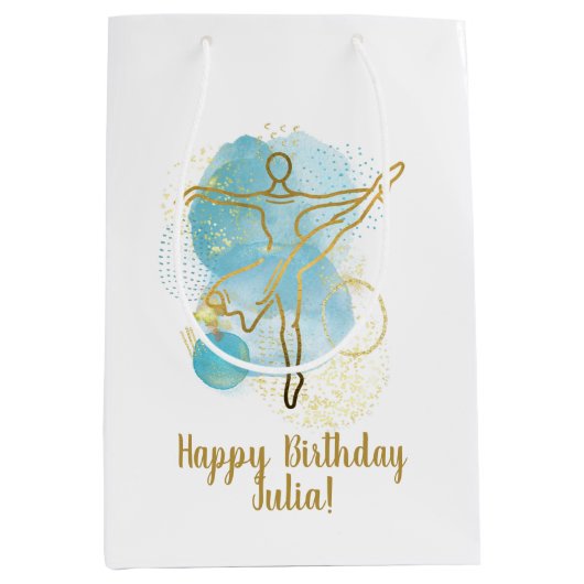 Gold Ballerina Waterverf - Gepersonaliseerd Medium Cadeauzakje (Voorkant)